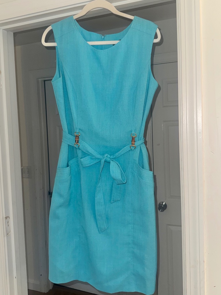 Ellen Tracy Brand Turquoise Dress W Bamboo Accent